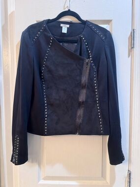 Cache Black Stud-Trim Asymmetrical Moto Jacket